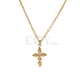 Collar cruz con piedras acero