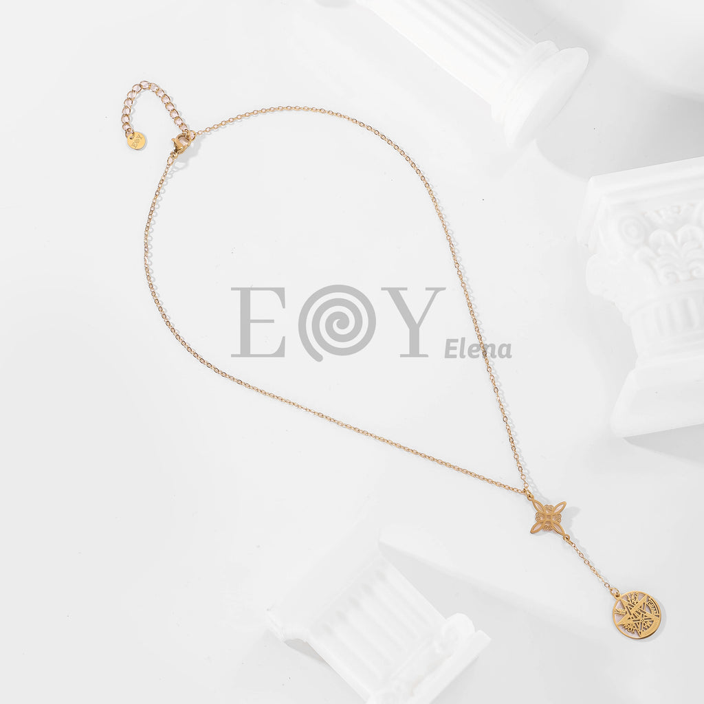 Collar nudo de bruja y estrella con símbolos