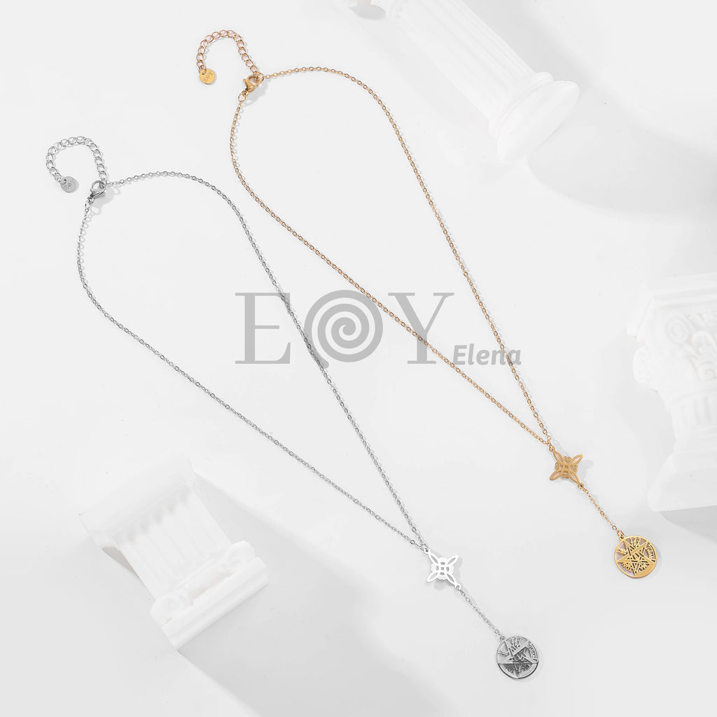 Collar nudo de bruja y estrella con símbolos