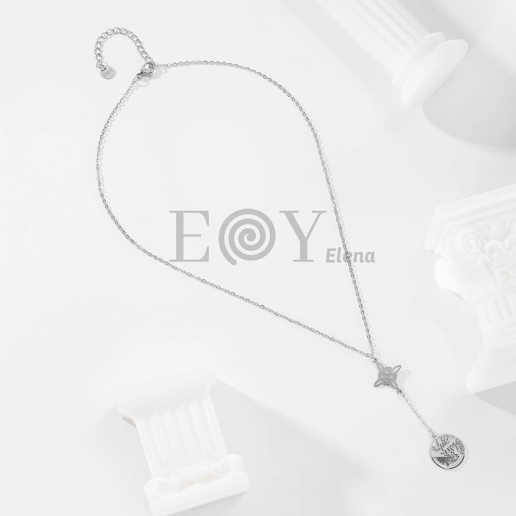 Collar nudo de bruja y estrella con símbolos
