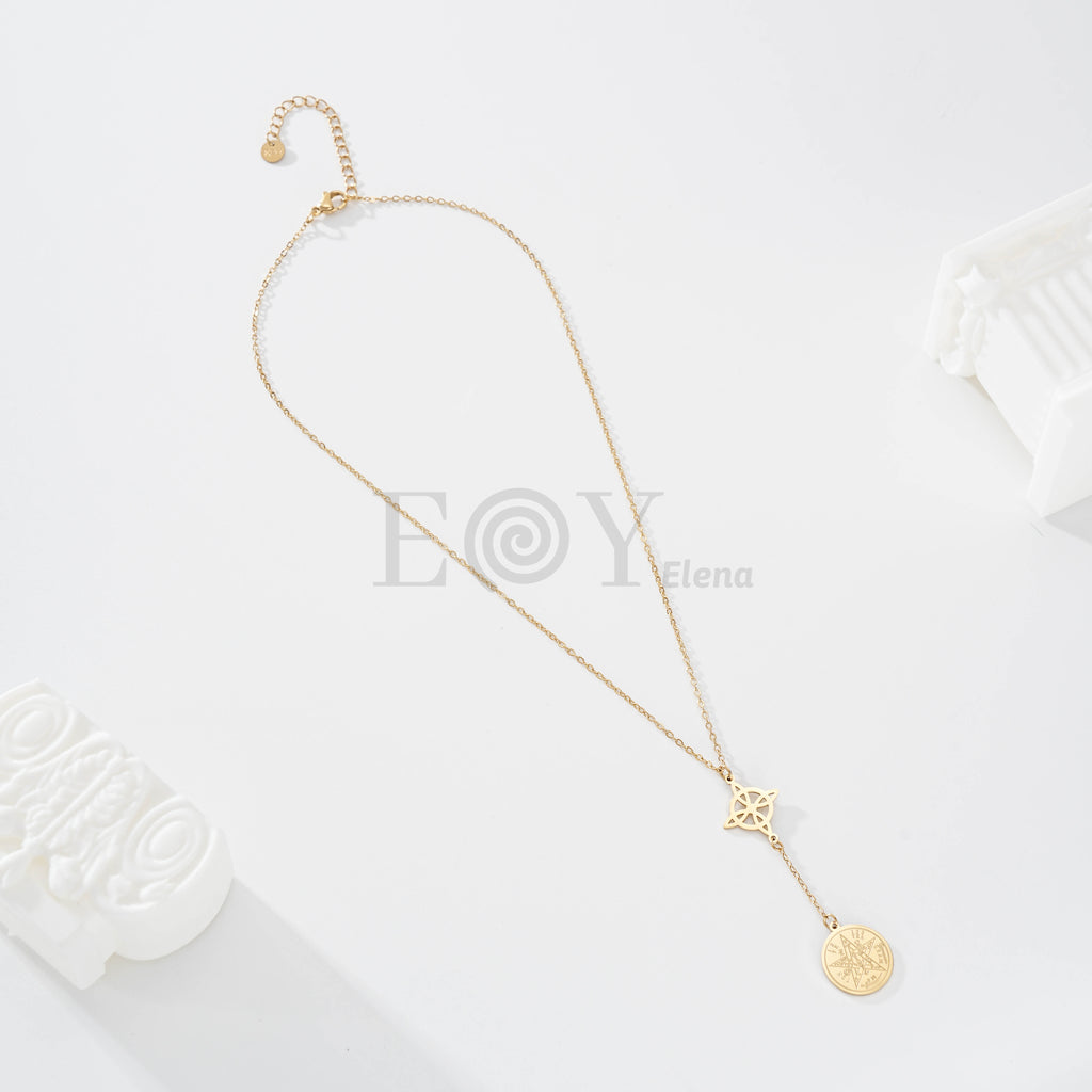 Collar nudo de bruja y estrella de símbolos