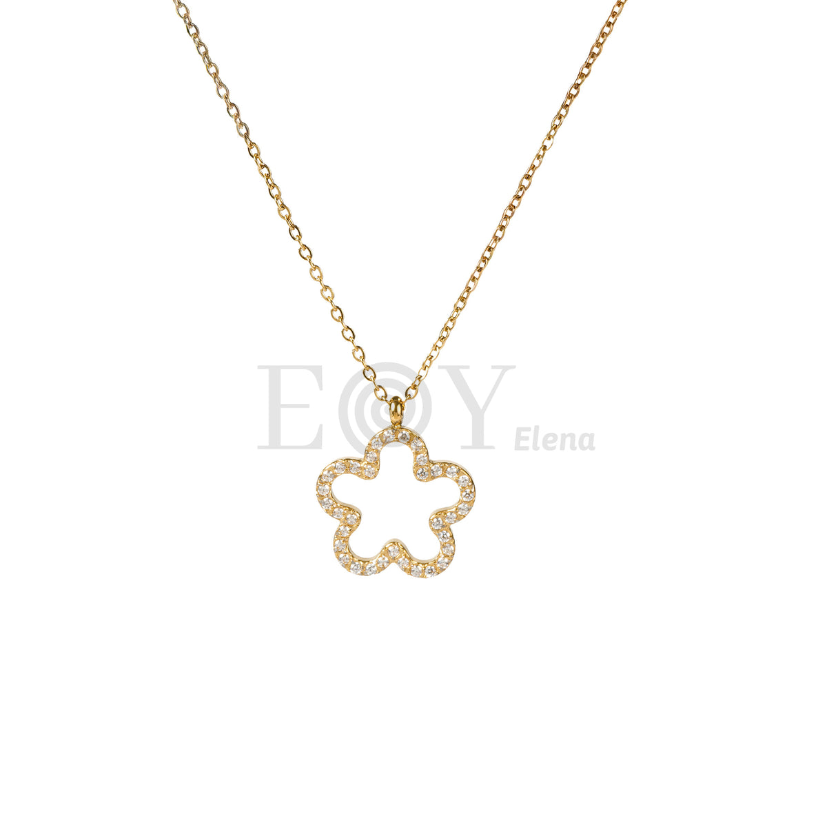 Collar flor circonitas acero