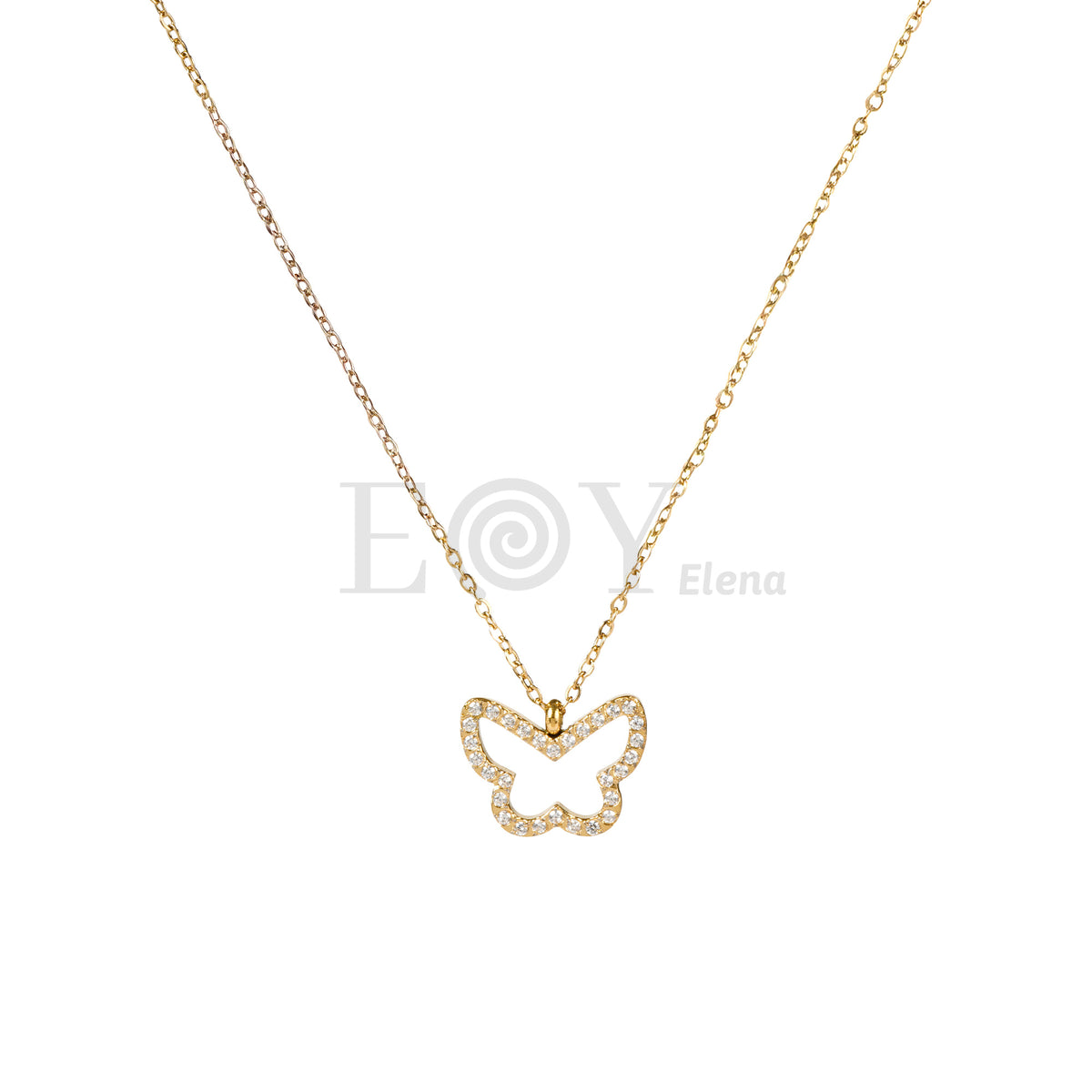 Collar mariposa con circonitas acero
