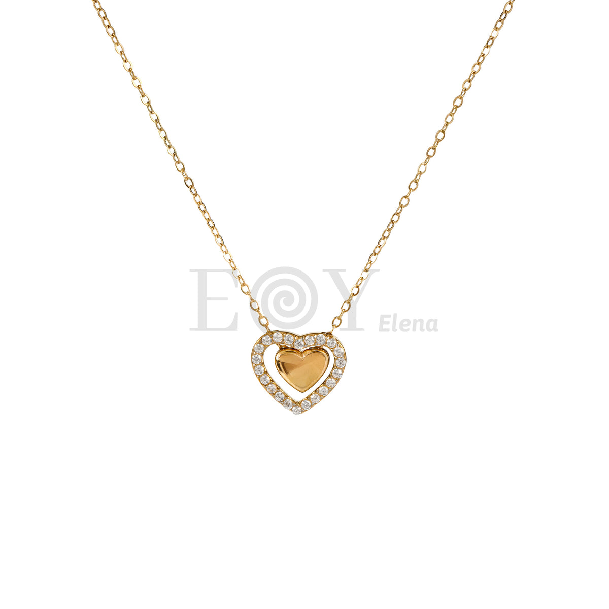 Collar doble corazón acero