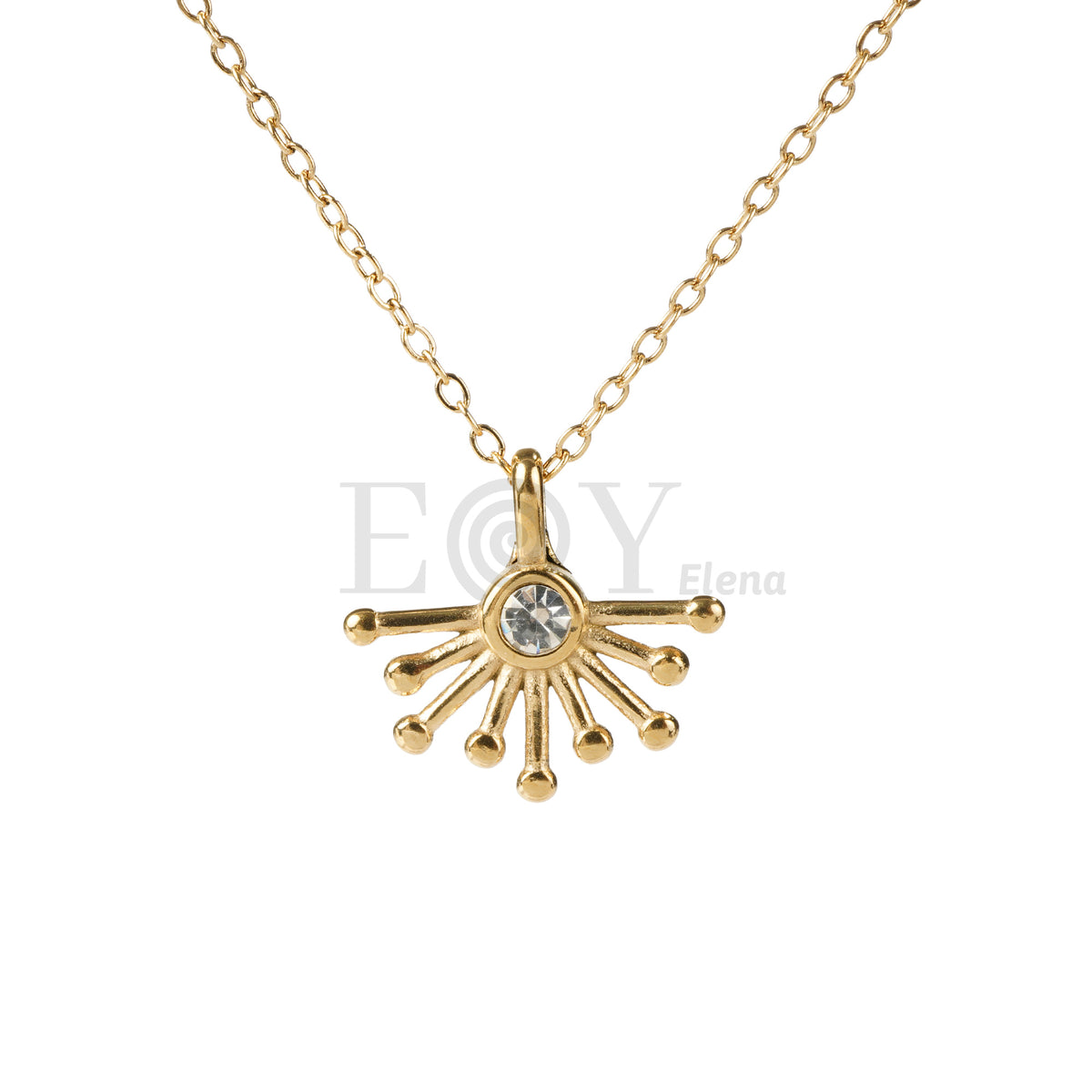 Collar con circonita central acero