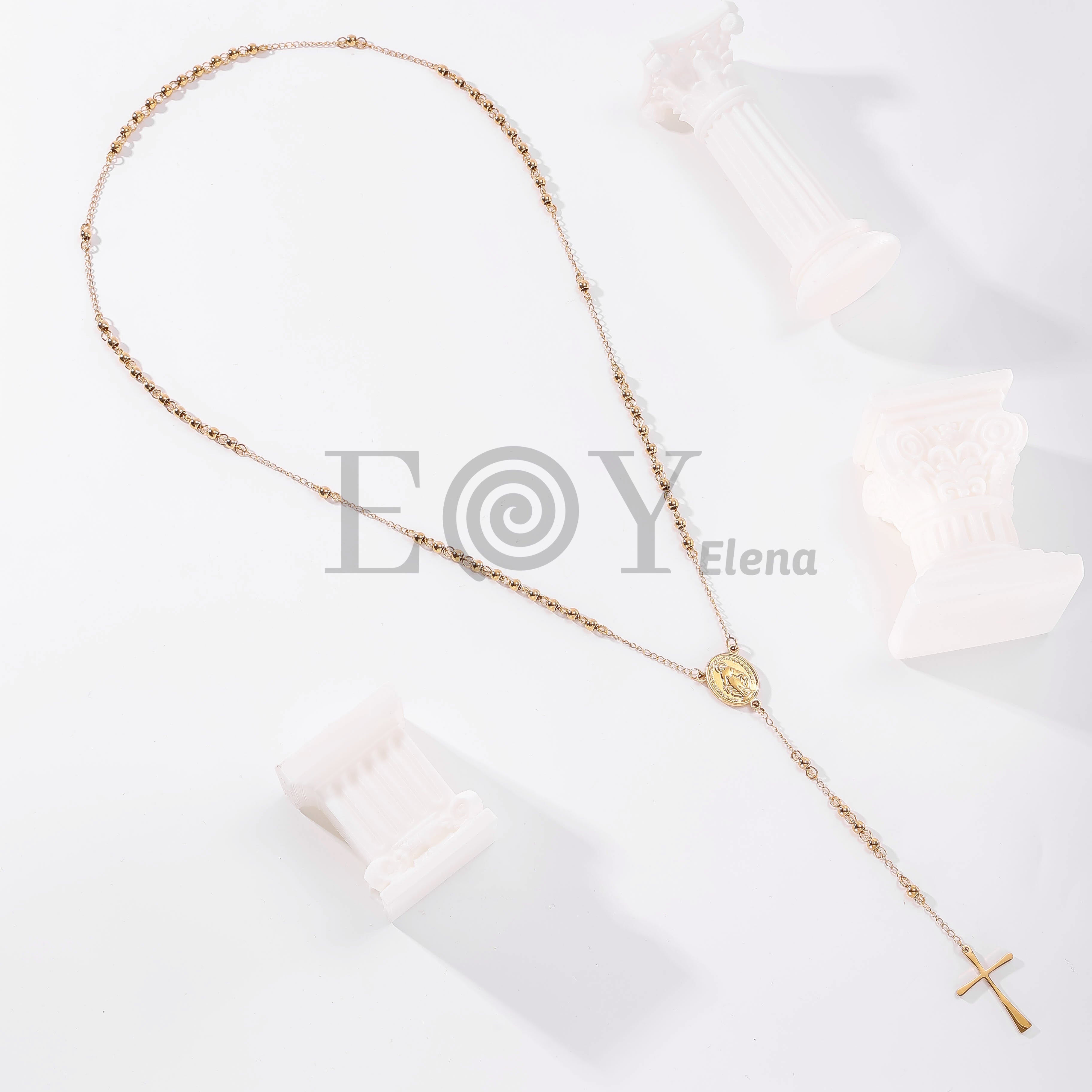 Collar medalla de vírgen y cruz
