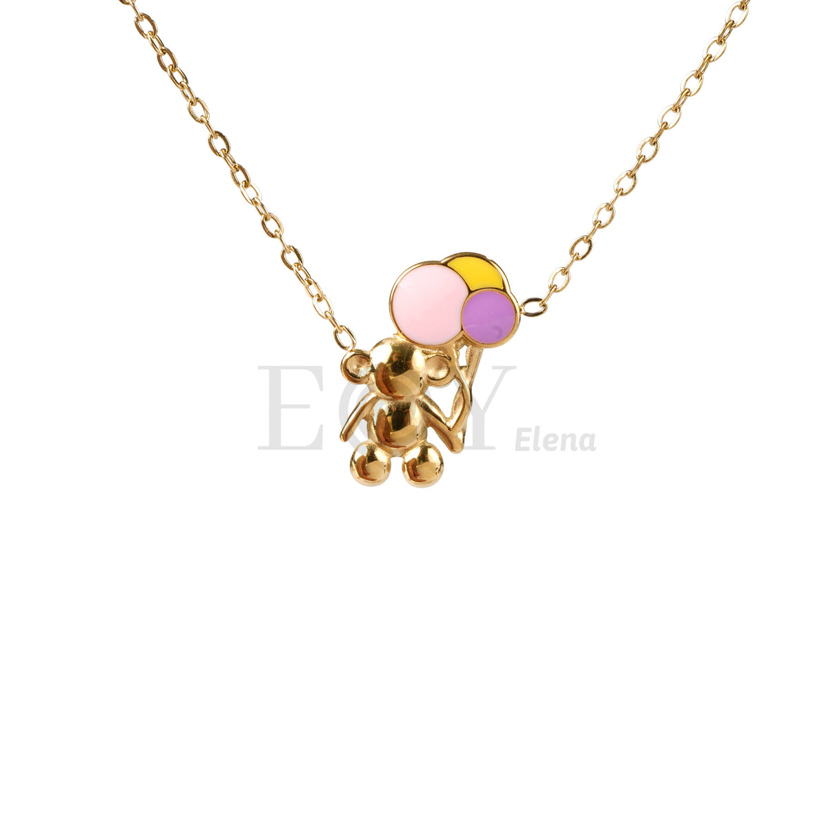 Collar osito con globos acero