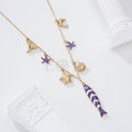 Collares con pez color y charms marinos acero