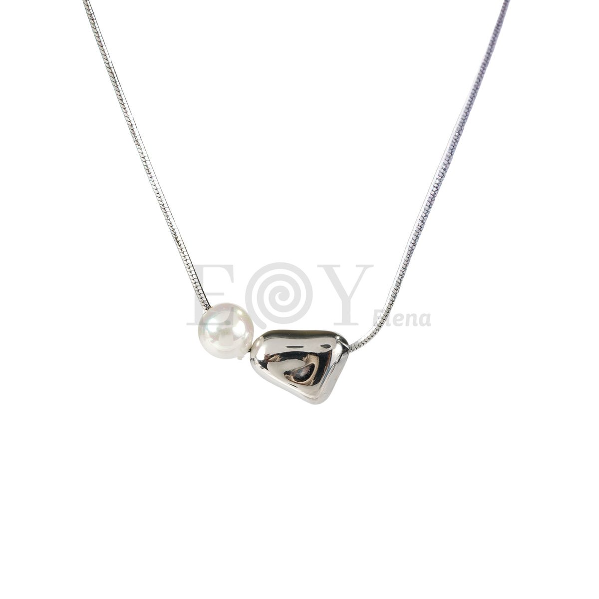 Collar chapa metálica y perla acero