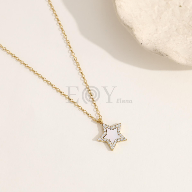 Collar estrella nacar con circonitas
