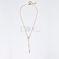 Collar Corbatero con Perlas de Acero Dorado