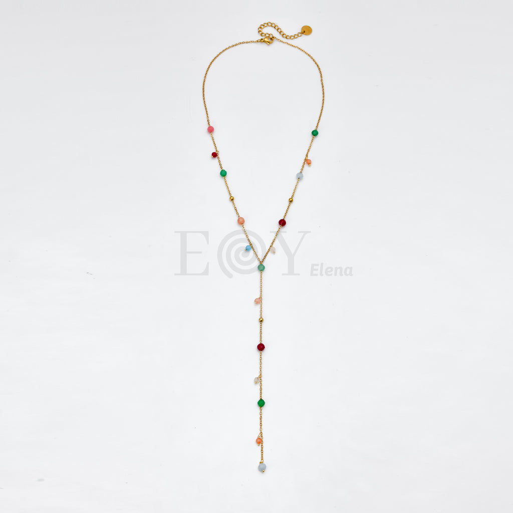 Collar cascada con piedras colores