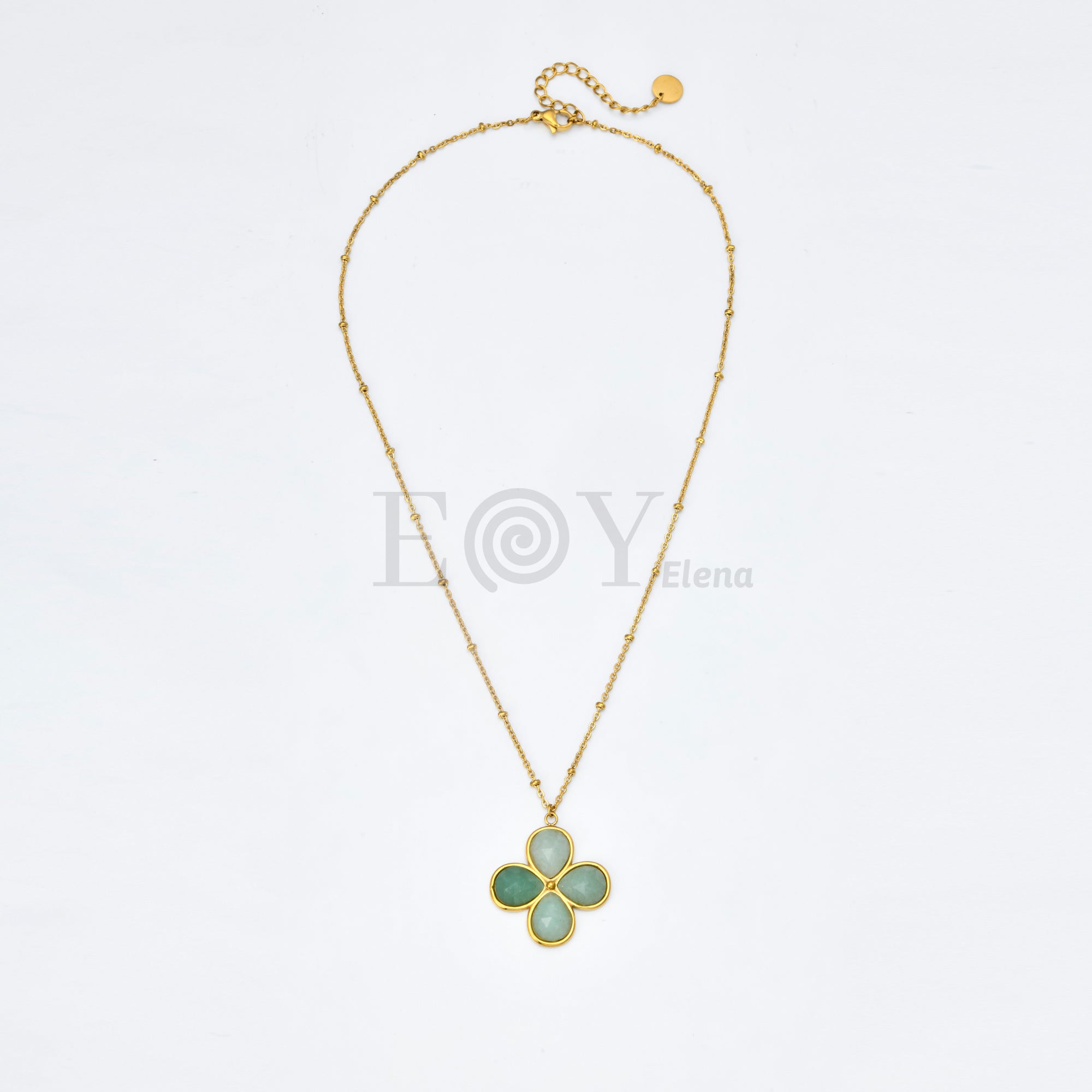 Collar Flor de Piedra de Acero Dorado