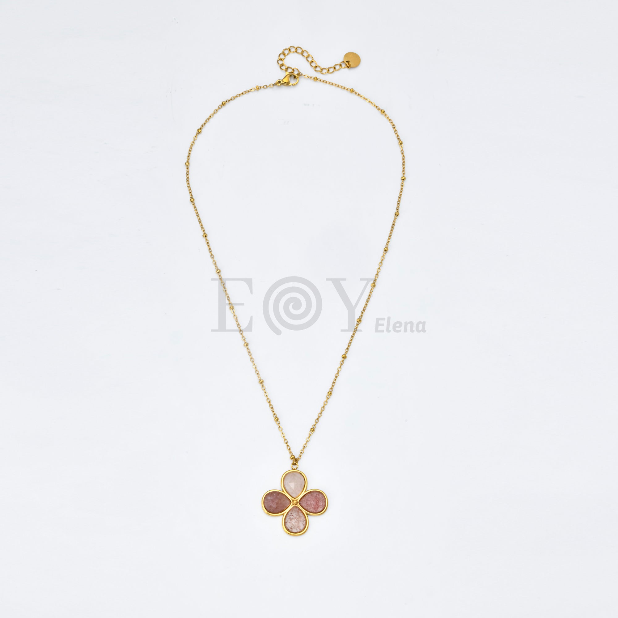 Collar Flor de Piedra de Acero Dorado