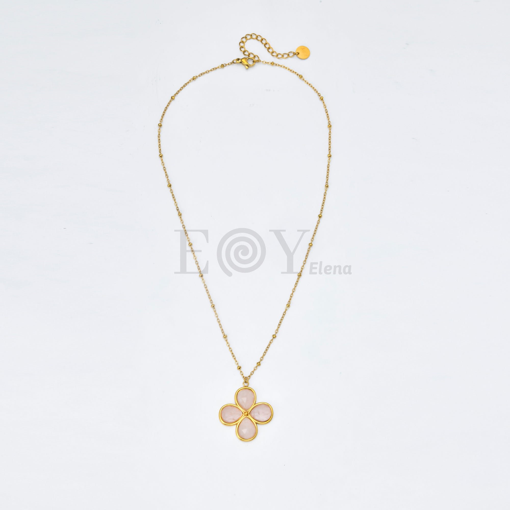 Collar Flor de Piedra de Acero Dorado