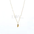 Collar Colmillo con Circonitas y Perlas de Acero Dorado