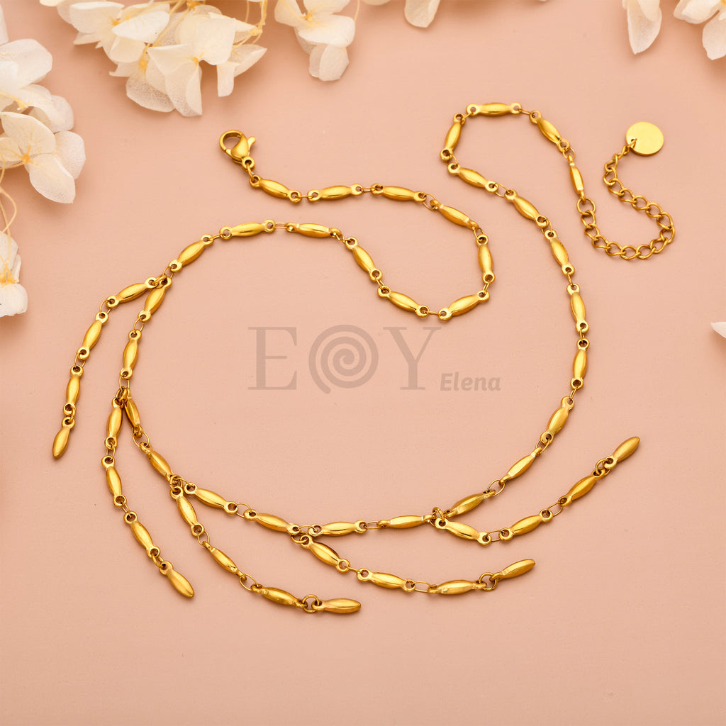 Collar Cascada Minimalista de Acero Dorado