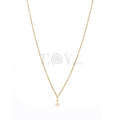 Collar Minimalista Perla Colgante de Acero Dorado