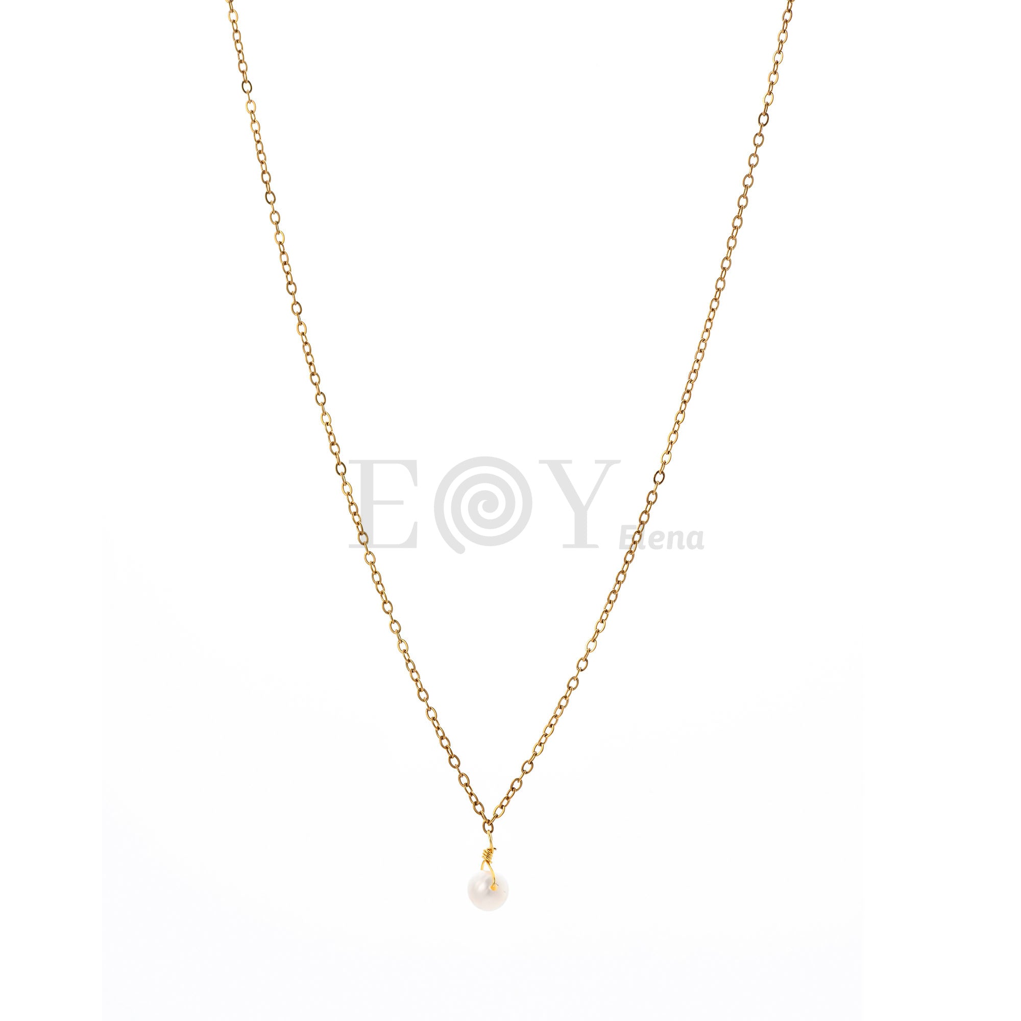 Collar Minimalista Perla Colgante de Acero Dorado