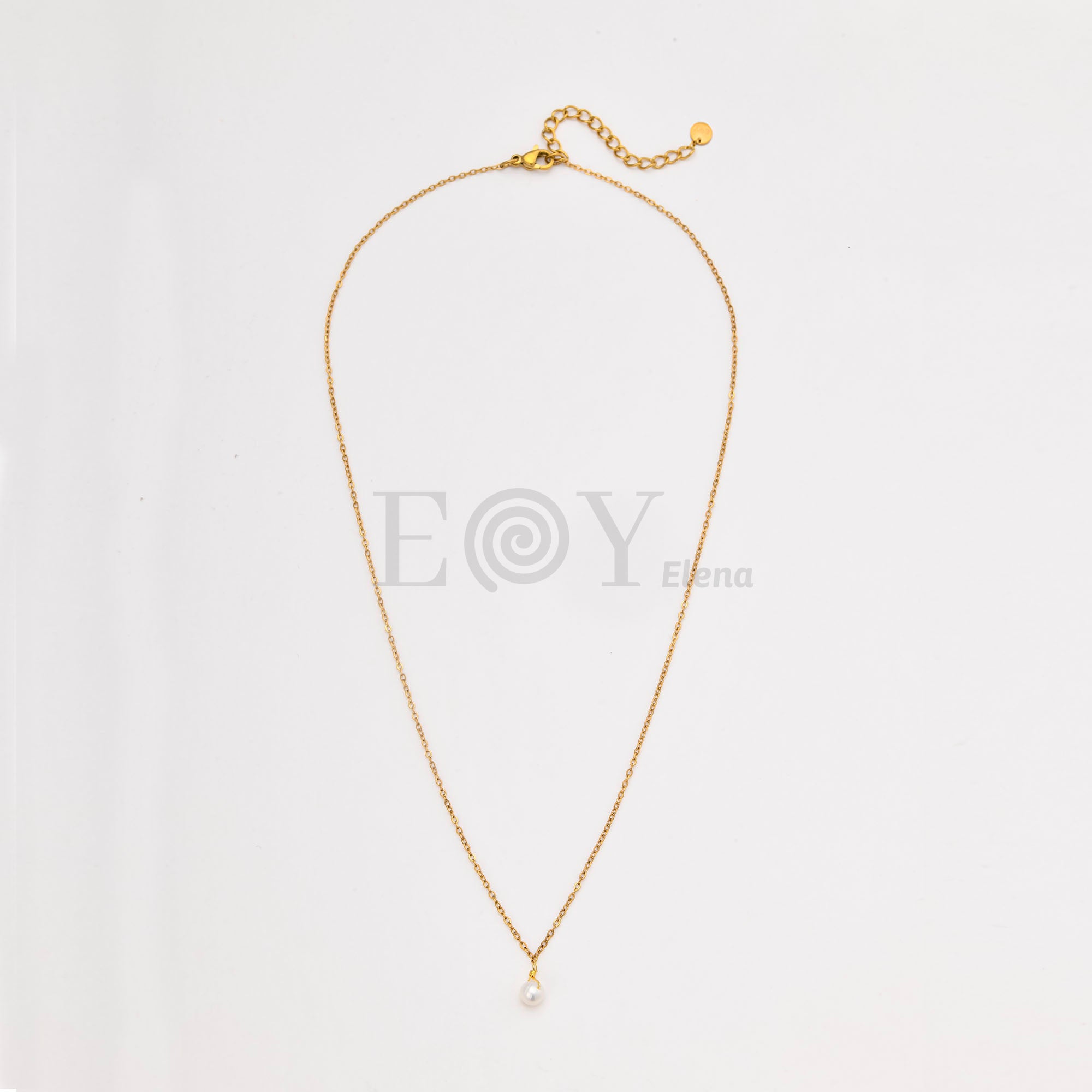 Collar Minimalista Perla Colgante de Acero Dorado