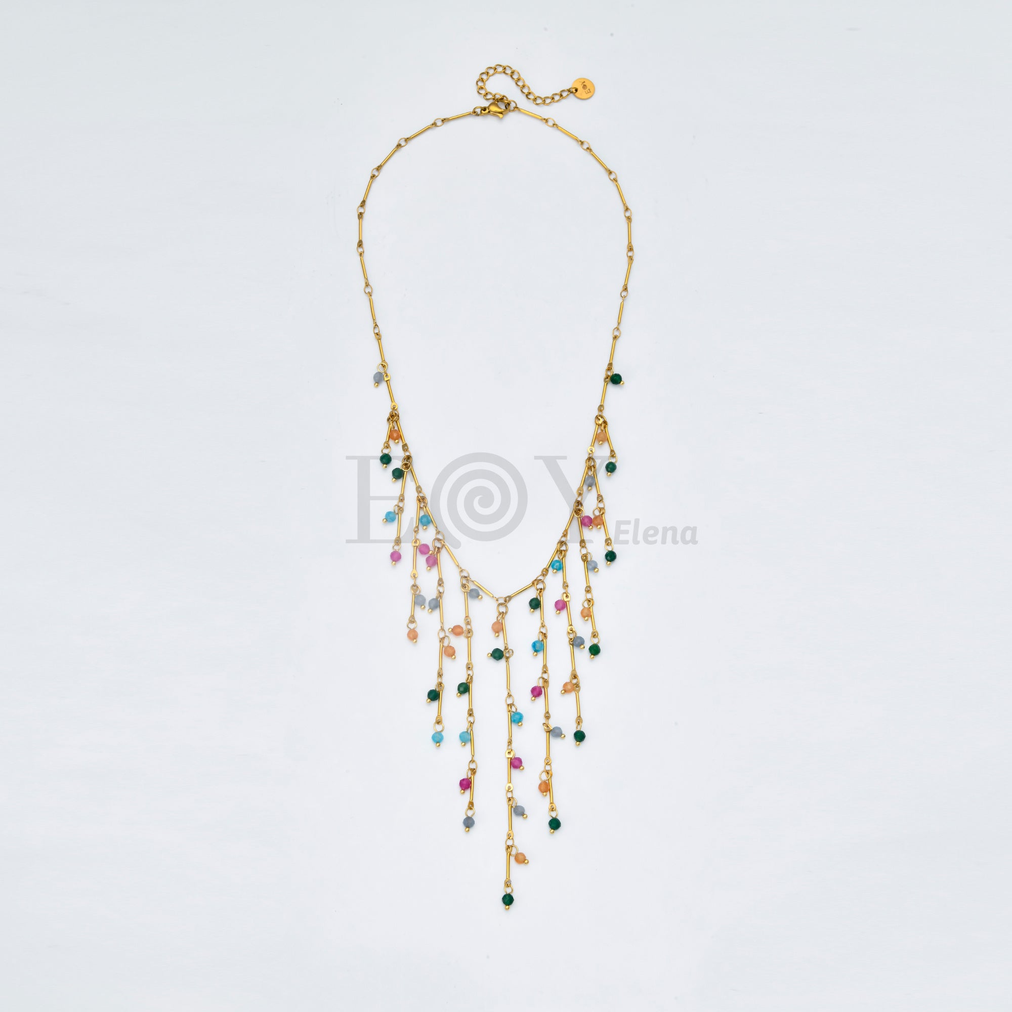 Collar Cascada Multicolor de Acero Dorado