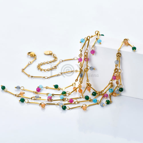 Collar Cascada Multicolor de Acero Dorado