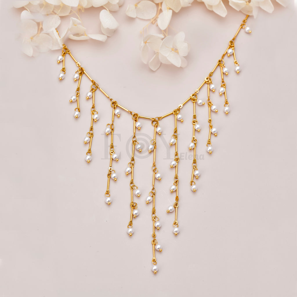 Collar cascada multiple con perlas