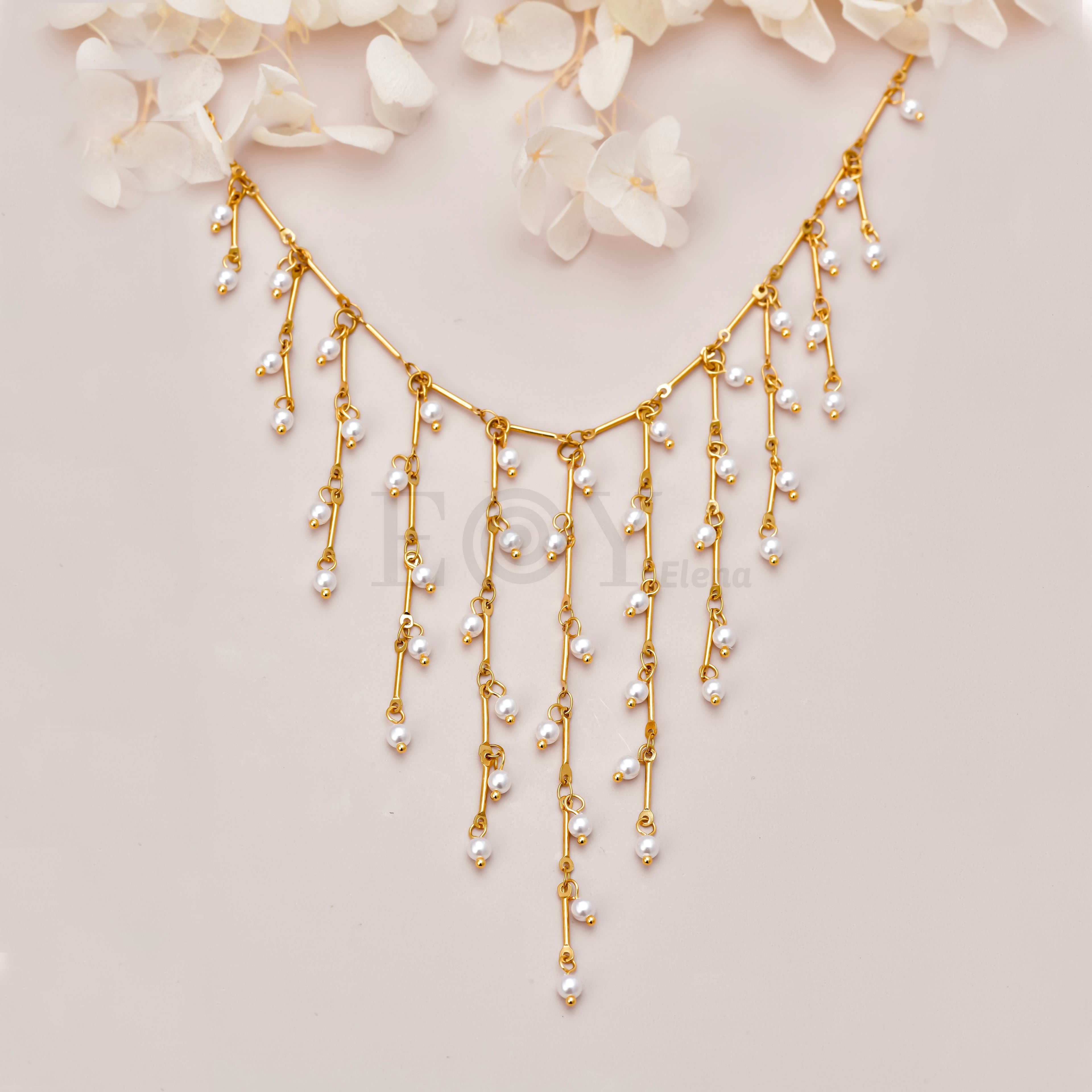 Collar cascada multiple con perlas