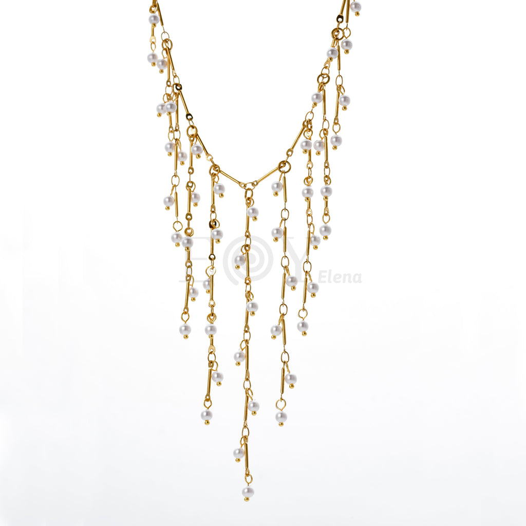 Collar cascada multiple con perlas