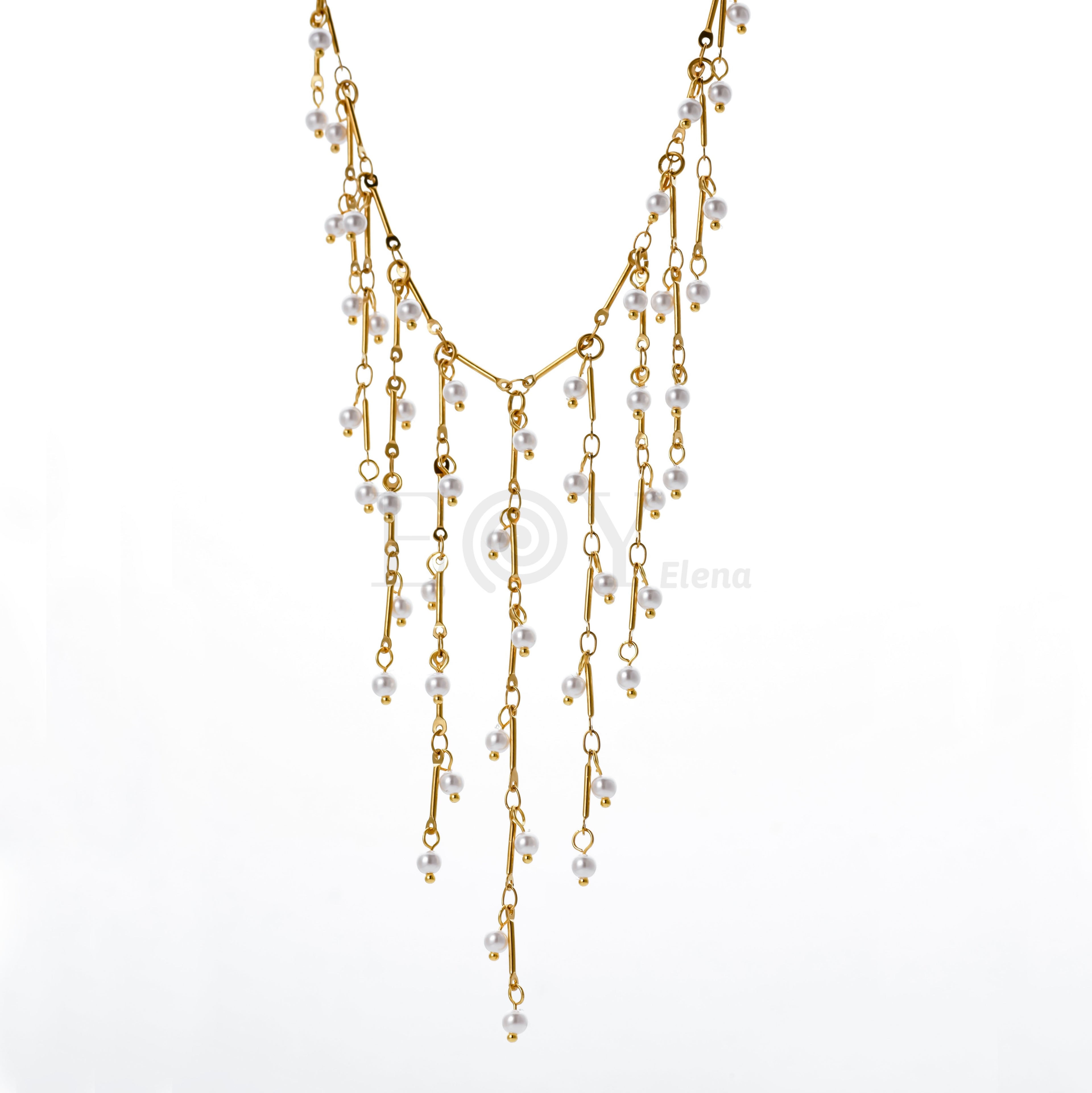 Collar cascada multiple con perlas