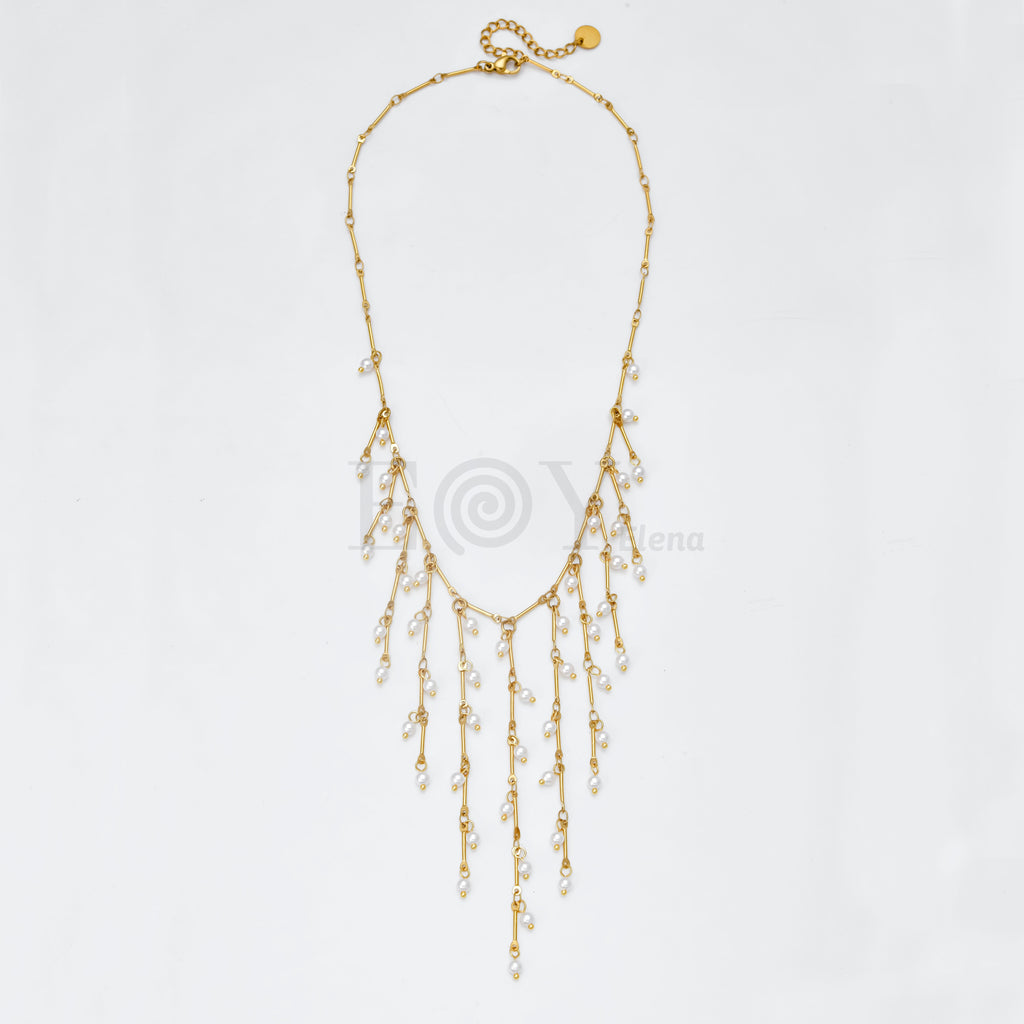 Collar cascada multiple con perlas
