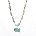 Collar cadena piedras y pez turquesa