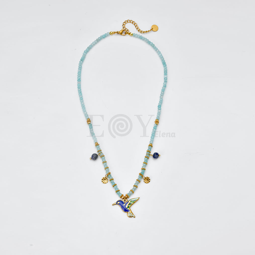 Collar pájaro con cadena piedras