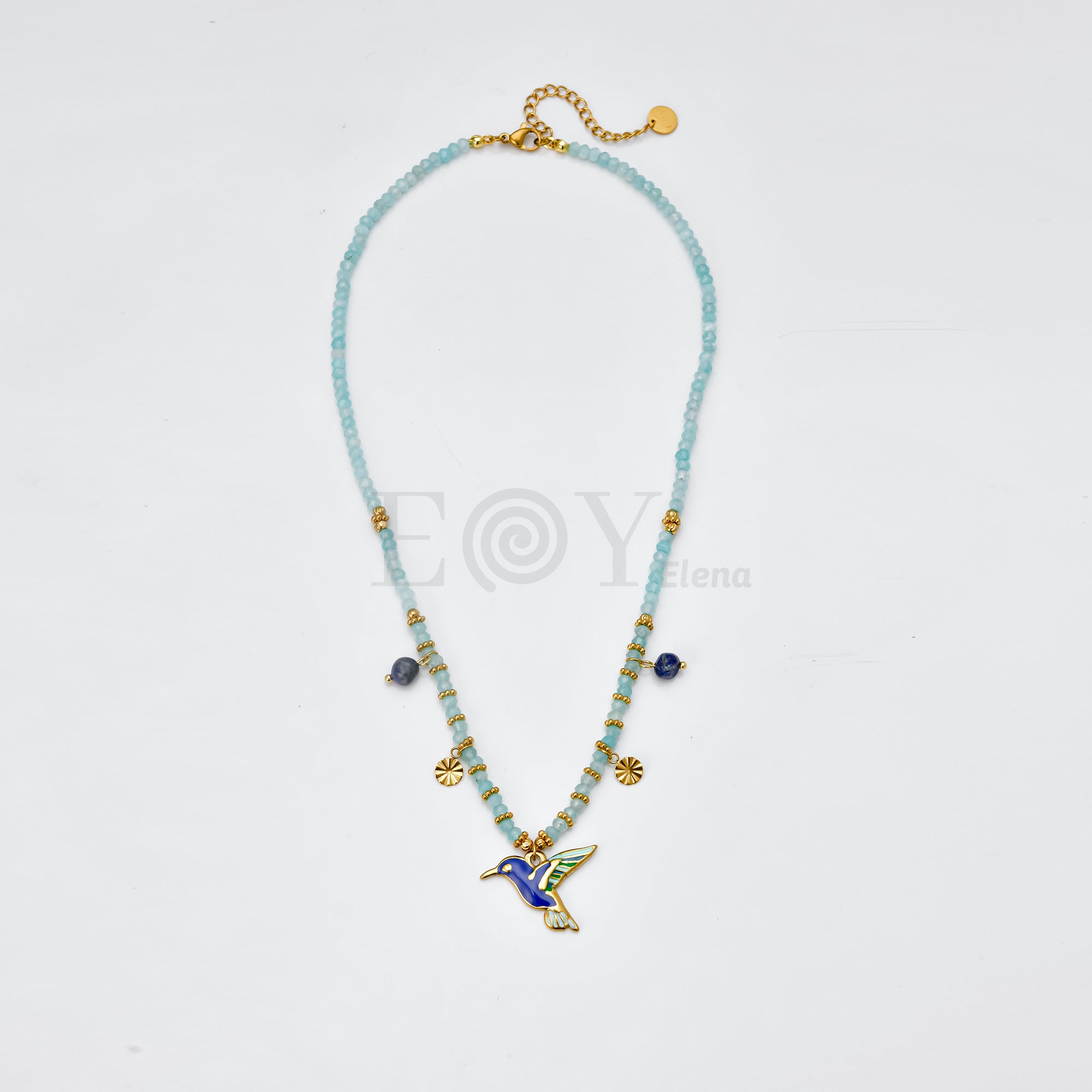 Collar pájaro con cadena piedras