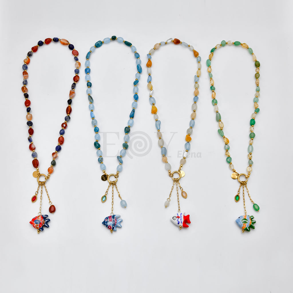 Collar piedras y pez