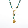 Collar piedras con charms y Virgen Milagrosa