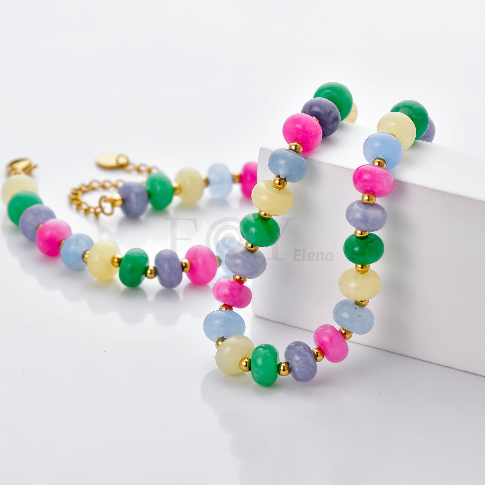 Collar piedras redondas colores