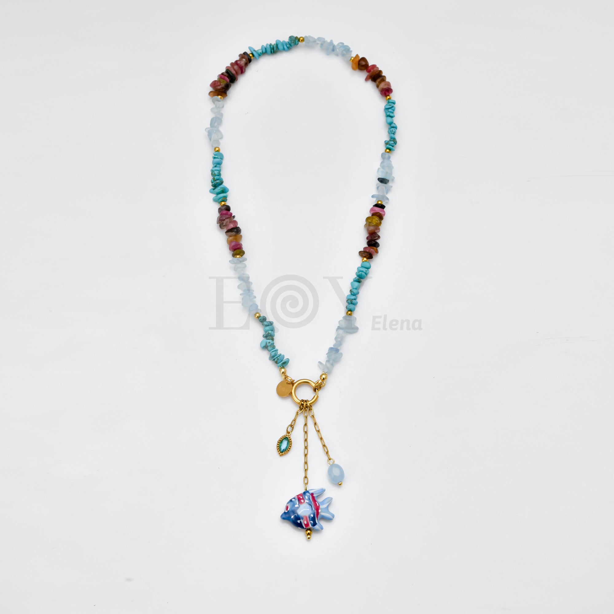Collar piedras y pez colores