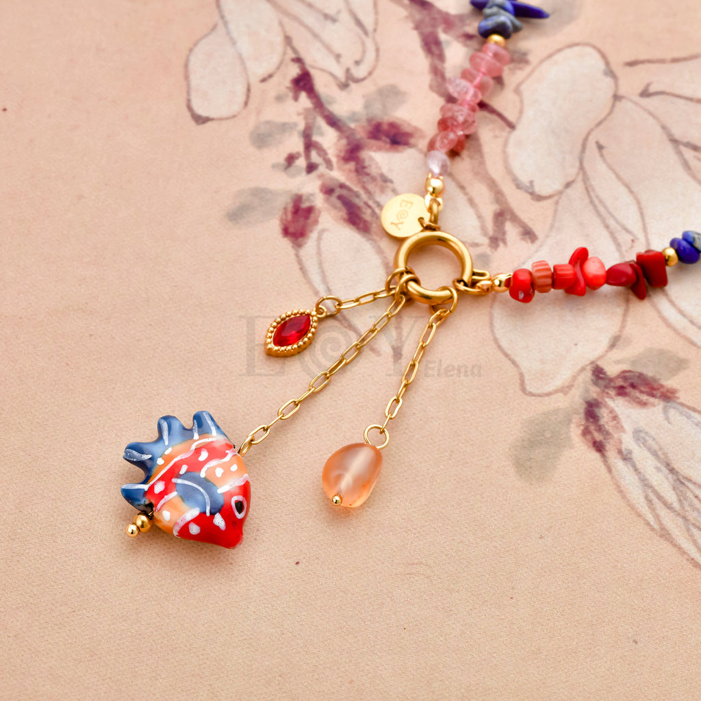 Collar piedras y pez colores