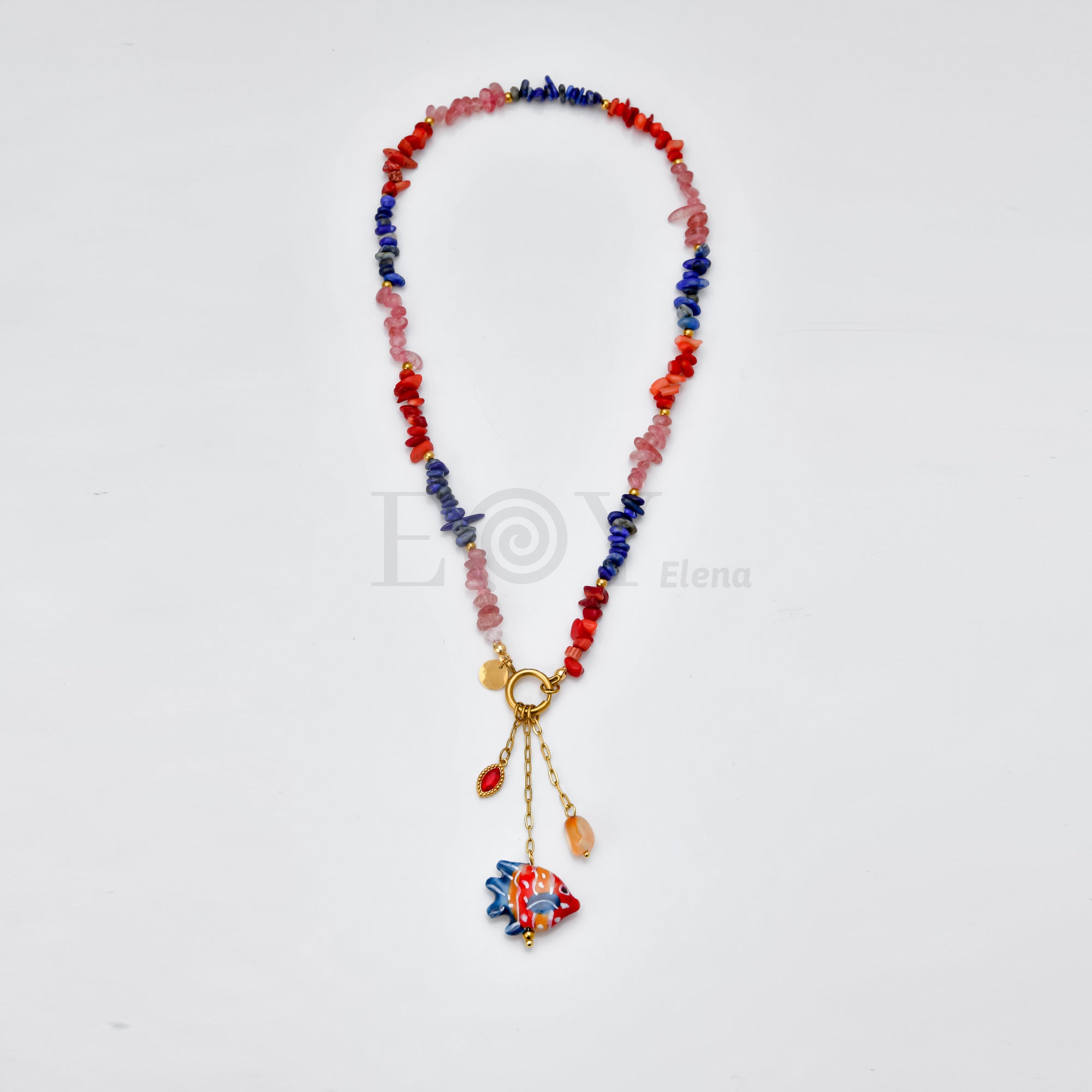 Collar piedras y pez colores