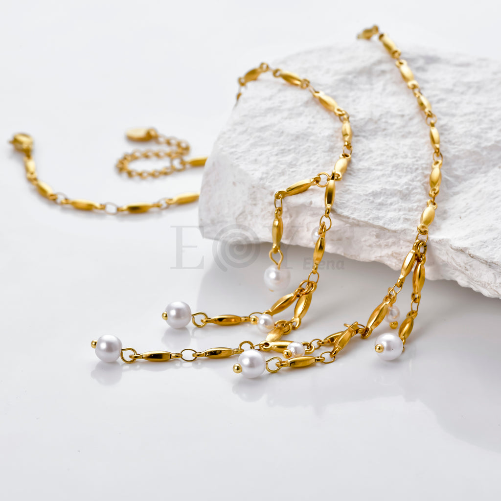 Collar cascada perlas grande