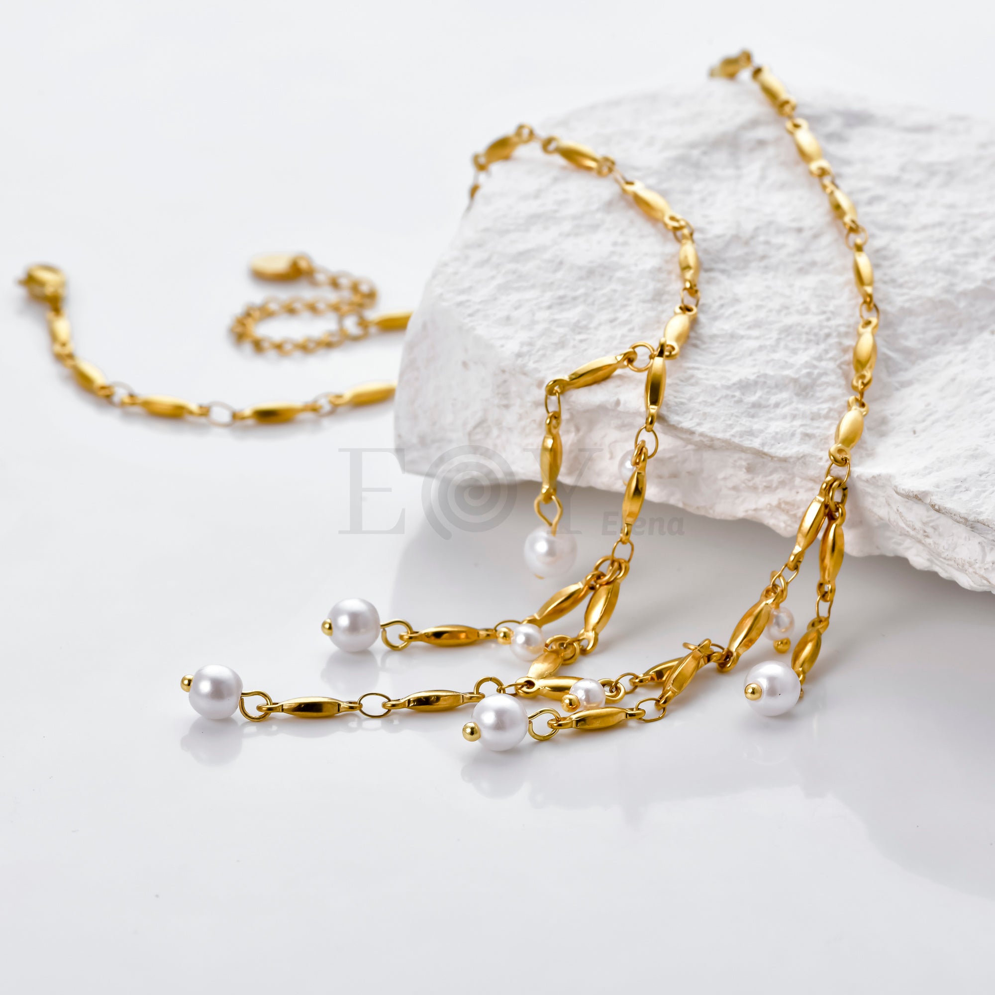 Collar cascada perlas grande
