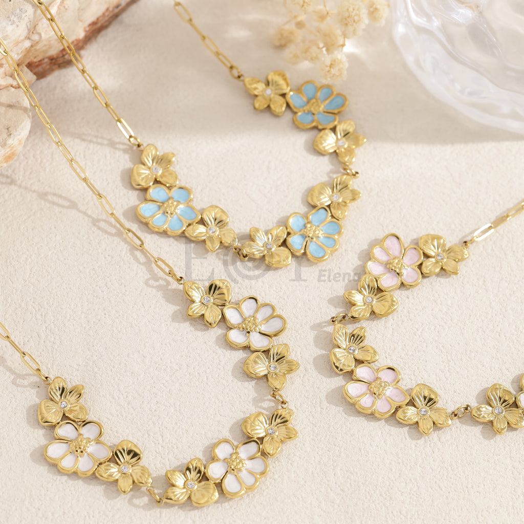 Collar de flores esmaltadas