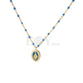 Collar Virgen Milagrosa bolitas colores acero