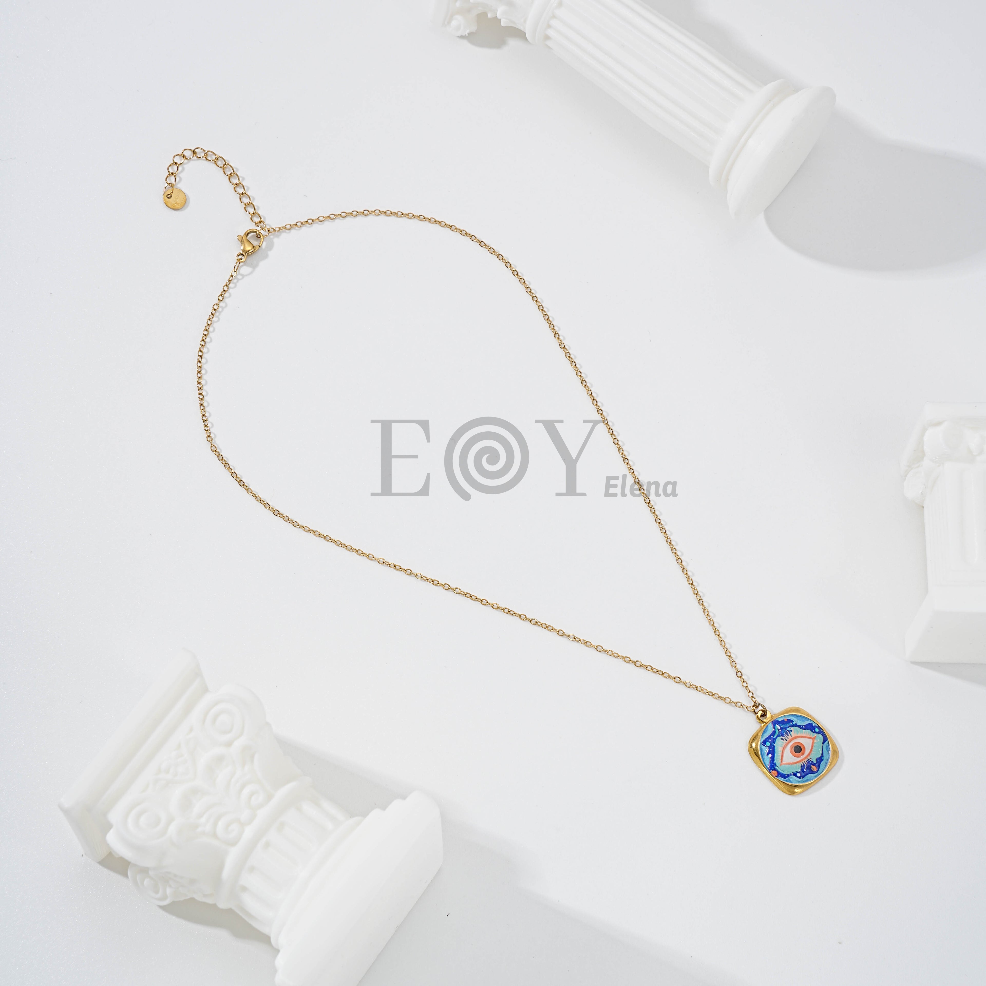 Collar Medallón Ojo Protector Azul