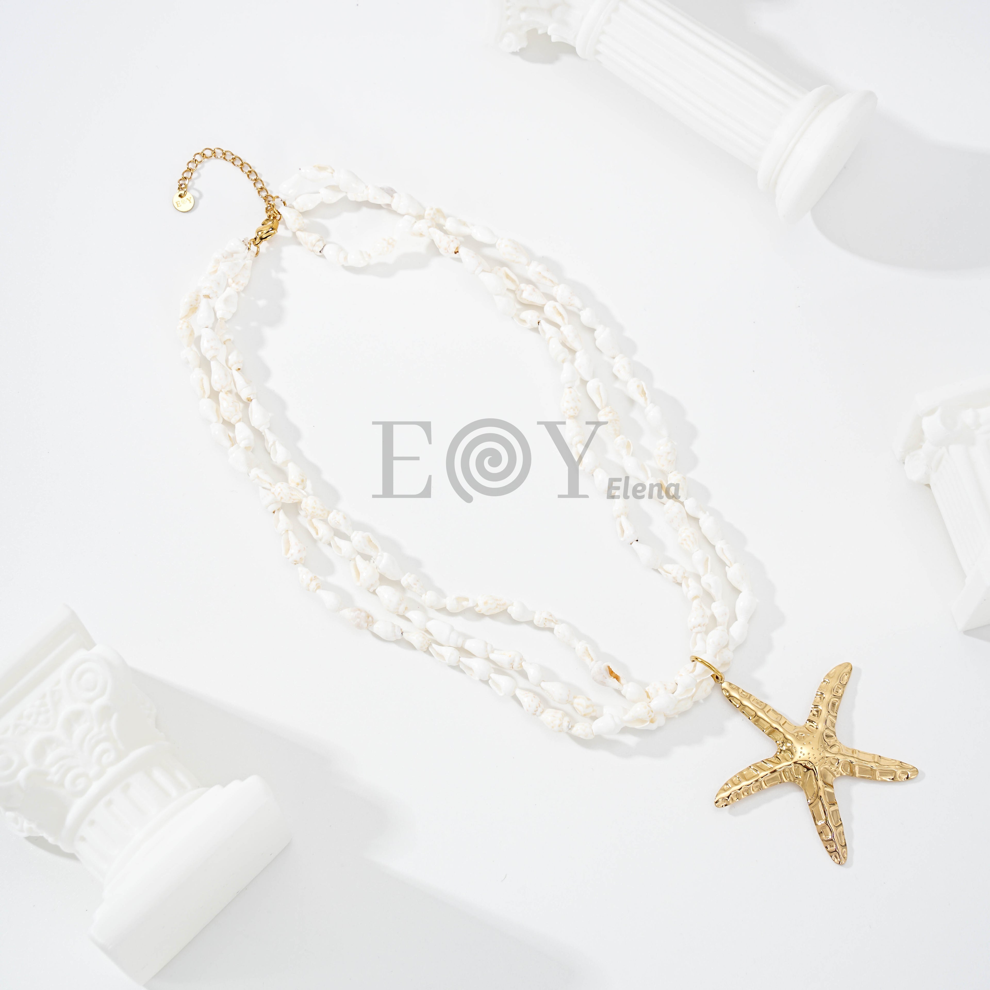 Collar Doble Vuelta de Conchas Blancas y Estrella