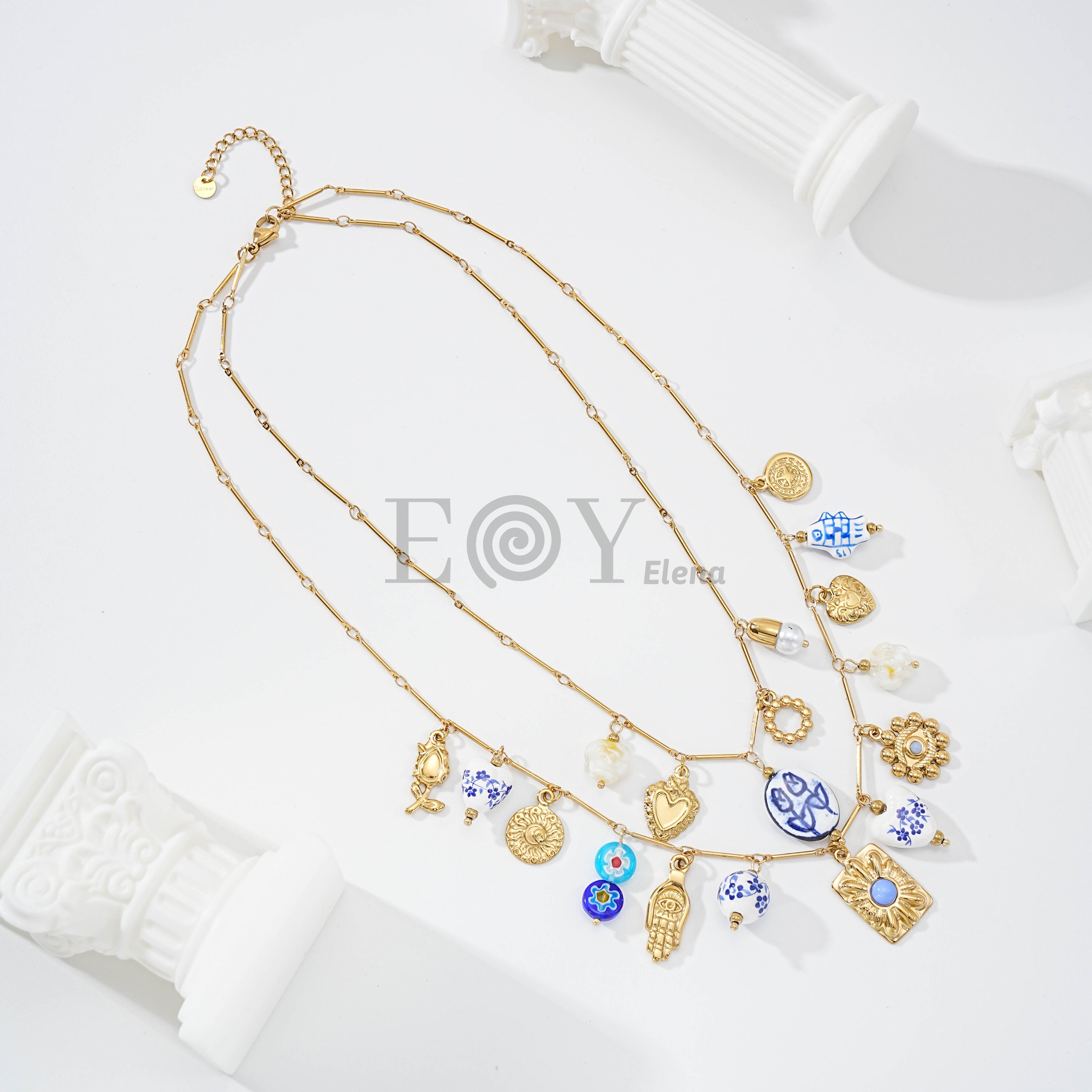 Collar Doble Cadena Talavera Azul