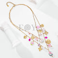 Collar doble fila con charms rosas