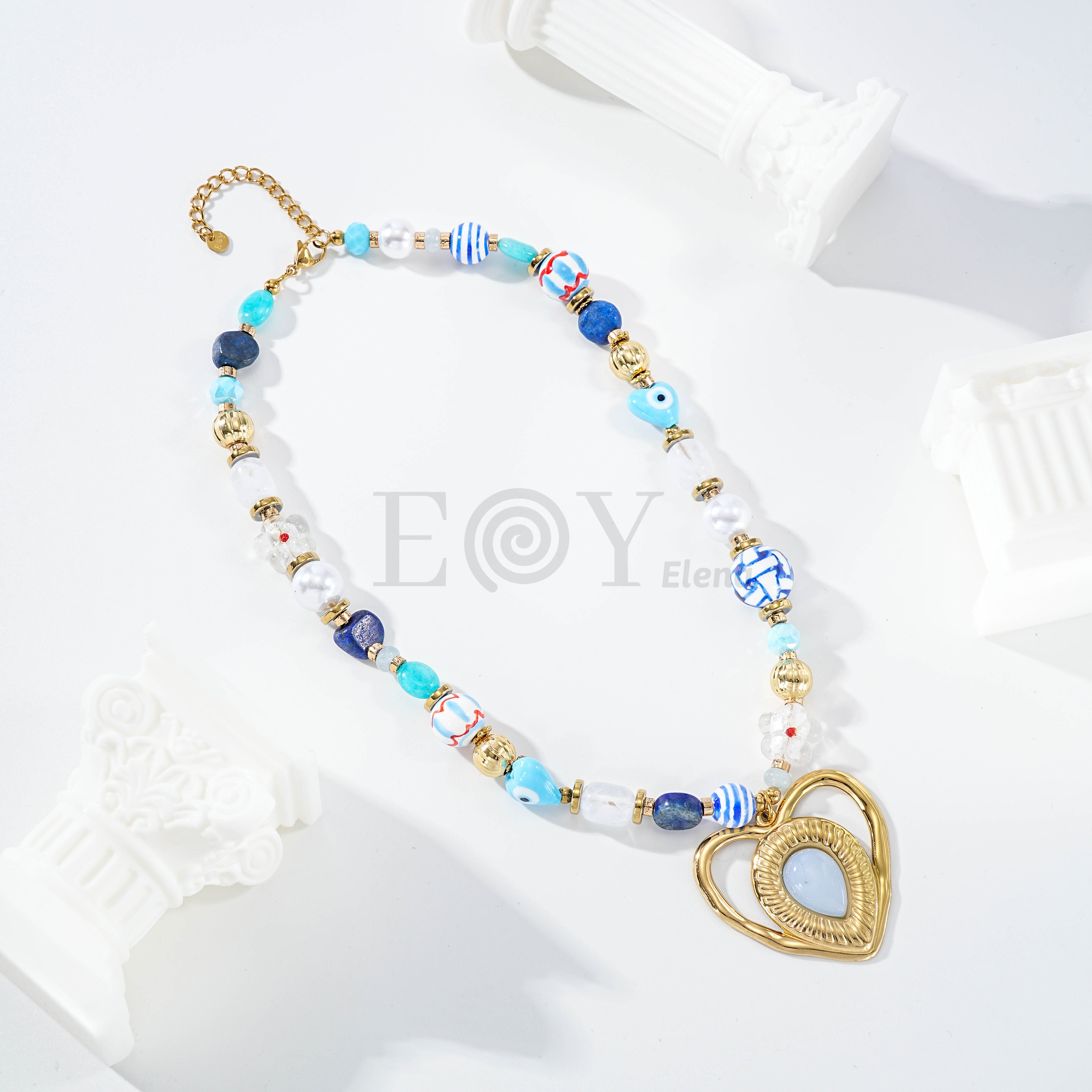 Collar Corazón Mediterráneo Azul