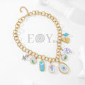 Collar con charms tonos azul